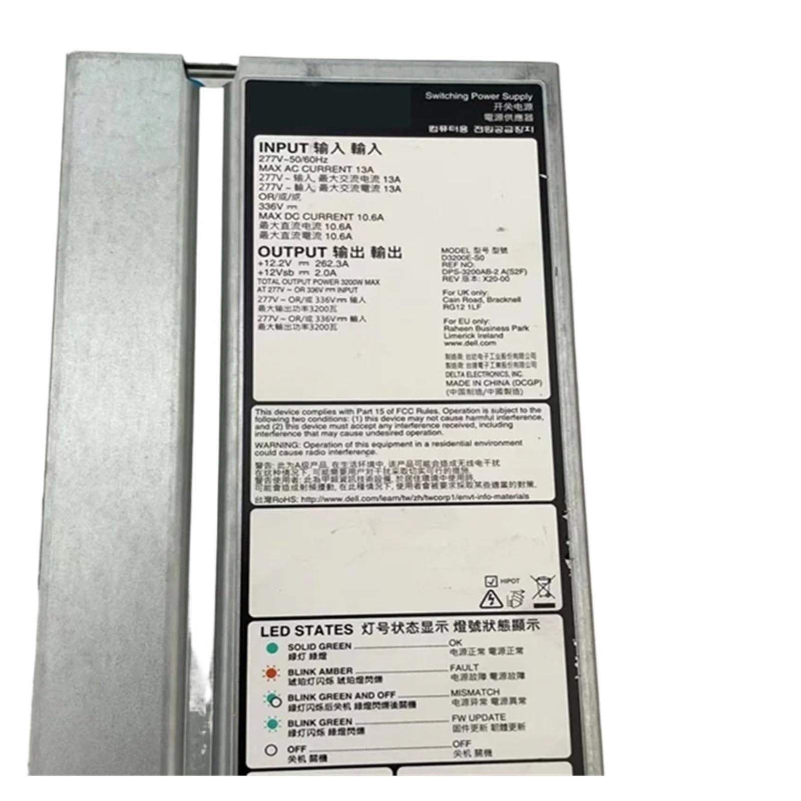 TSCFHGQI 1pcs Power Supply 3200W D3200E-S0 DPS-3200AB-2 A 275Y1 0275Y1