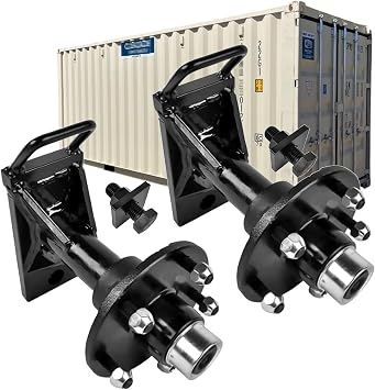 2-Pack 9000 lbs Shipping Container Wheels 5-Lug 5.5" Hubs, Heavy-Duty Shipping Container Axle Spindle Kit, Moves 20-40ft Containers