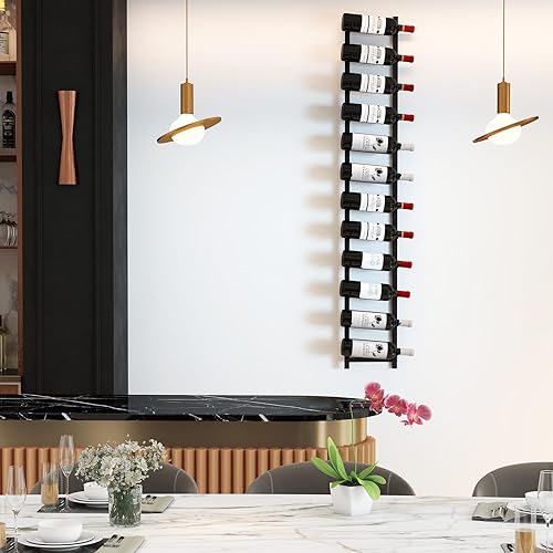 Miniatura 3 de GOFLAME Estante para vino montado en la pared, estante colgante para 6 botellas, soporte de vino de metal inoxidable para pared, organizador de