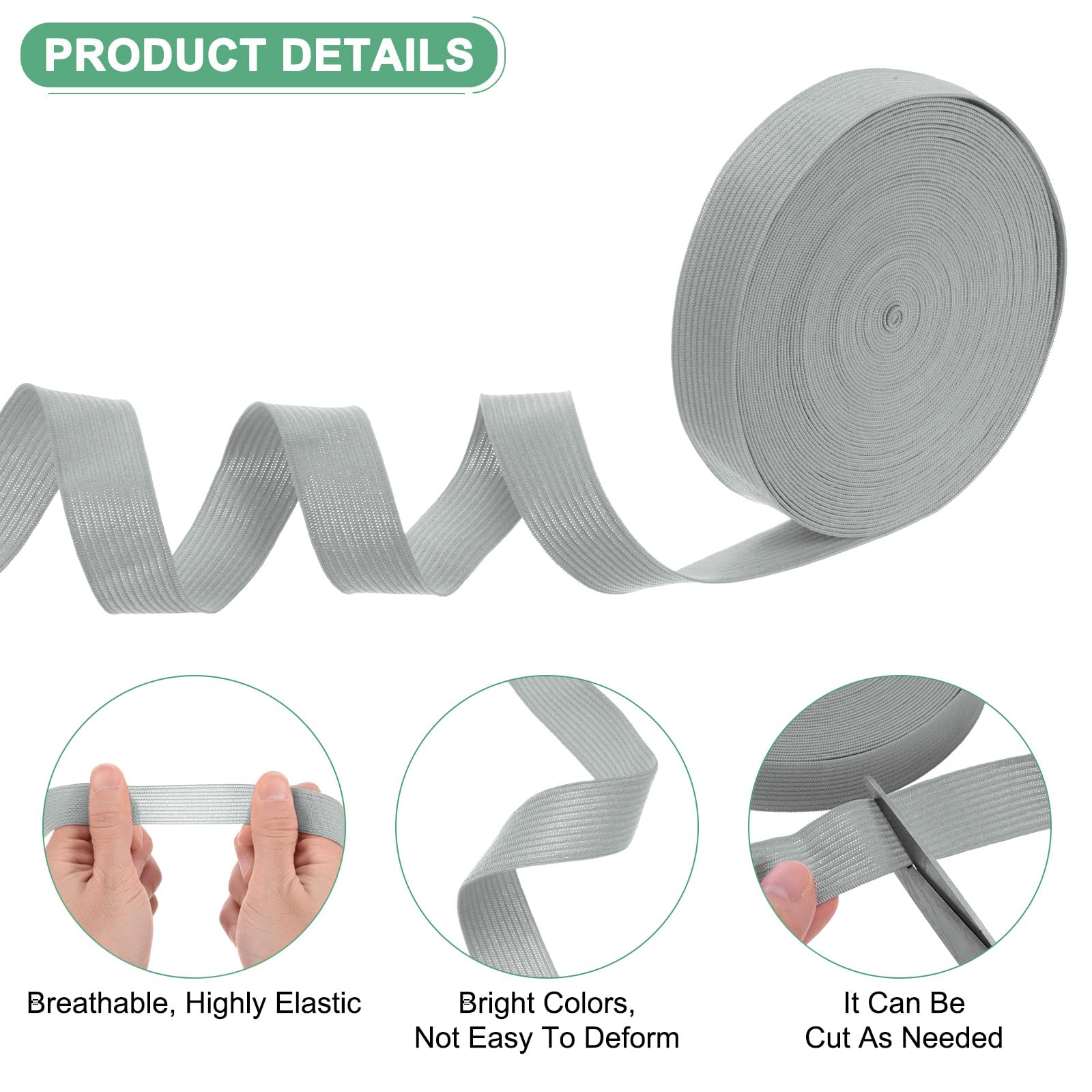 M METERXITY Elastic Bands for Sewing 0.8 Inch 11 Yards Roll of High Elasticity Knit Elastic Spool - Image 2