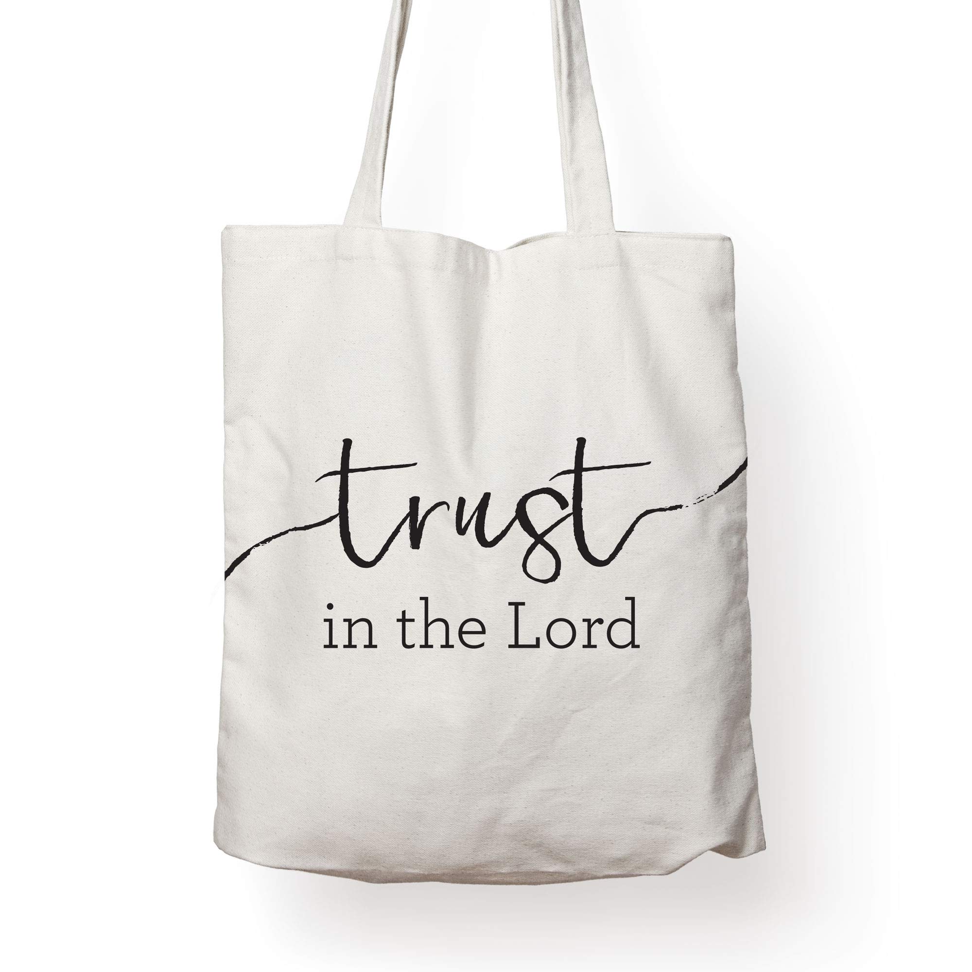 Christian Bookmarks & GiftsChristian Religious Bible Verse Canvas Reusable Tote Bag - TRUST IN THE LORD - Perfect for Beach, Grocery, Shopping, Travel Handbag and Book Bag for Women Men Kids. Ideal Christian Gift!
