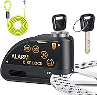 Vista 8 de ONVIAN Rechargeable Motorcycle Lock with 120db Alarm and 6FT Steel Reminder Cable, for 7mm Pin Motorcycles Bicycles Ebike Scooter Moped (Black)