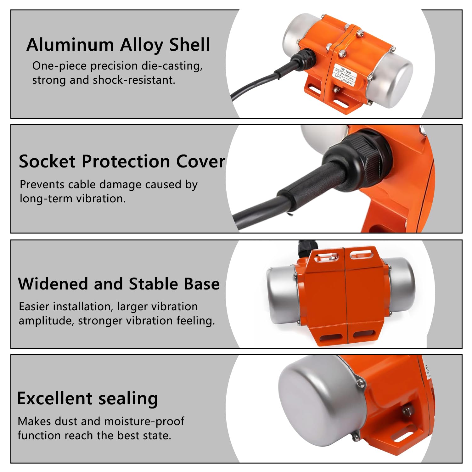 Vibrationsmotor, Elektromotor mit 0-3000RPM stufenloser Geschwindigkeitsregler, Vielseitig Rüttelmotor für Bergbau Metallurgie Kohle Elektrizität Bauwesen (70, Watt)