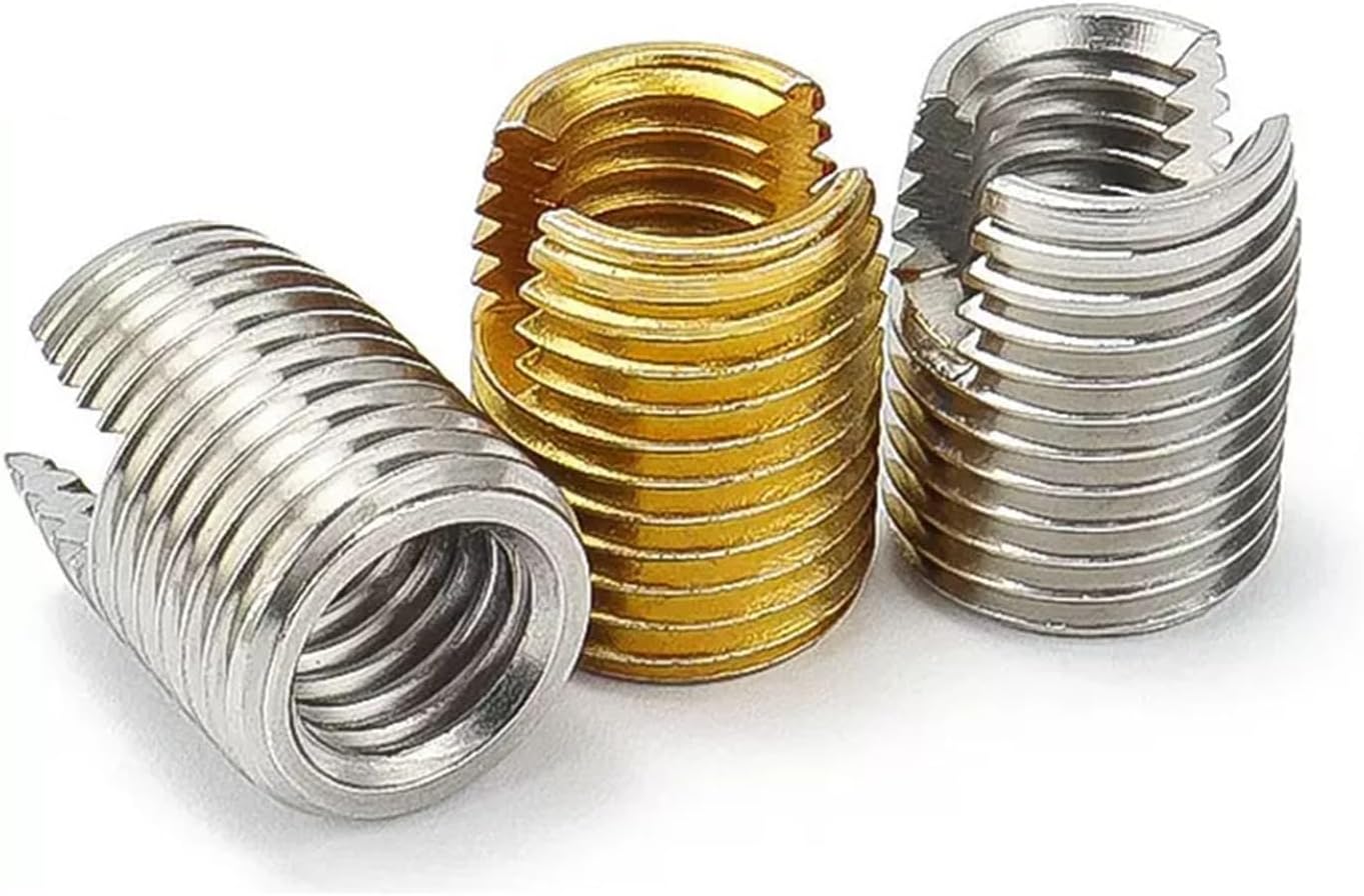Thread Repair Insert, M2-M20 Metal Threaded Insert Self Tapping Screw Bushing Slotted Type Thread Repair Inset 5Pcs(Carbon Steel,M2x4.5x6)