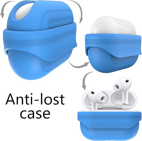 Miniatura 6 de Funda antipérdida para AirPods Pro 3 funda de diseño de una pieza, carga inalámbrica, LED visible, cordón incluido (azul)