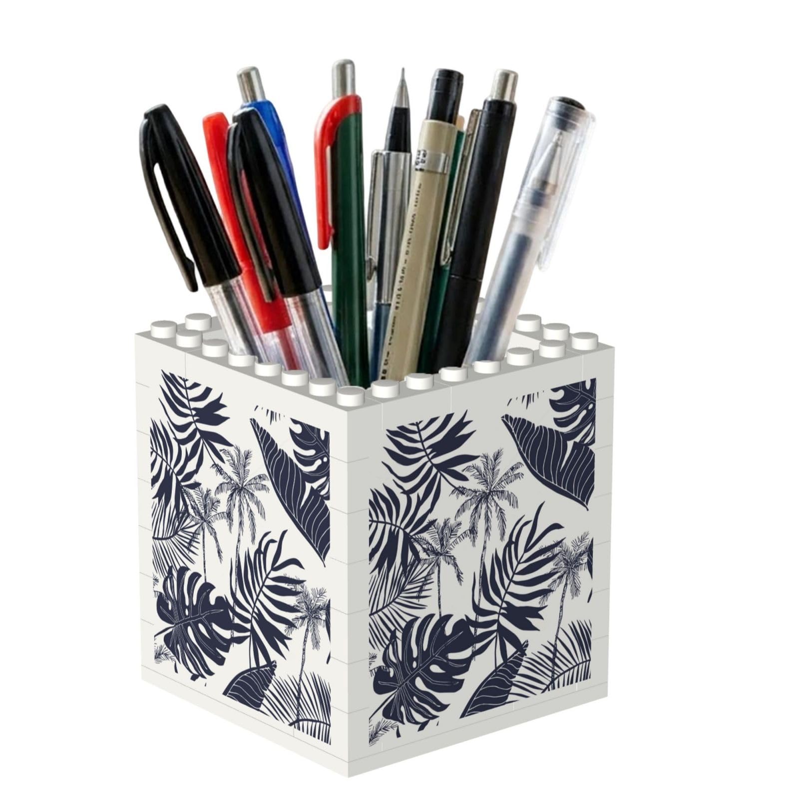 Poadnly Tropical Palm Trees Leaves Silhouette Hawaiian, Pen Pot Pencil Holder for Office Home School, Compact Desk Organiser for Office Stationery