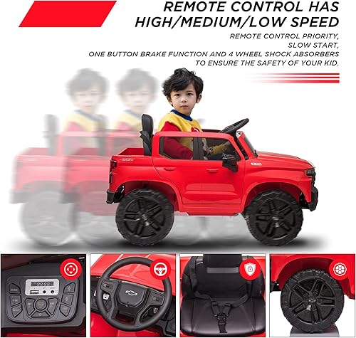 Miniatura 9 de RCtown- Vehículo eléctrico de 12 V, funciona con batería con licencia Chevrolet Silverado GMC Kids Riding, vehículos eléctricos de juguete con