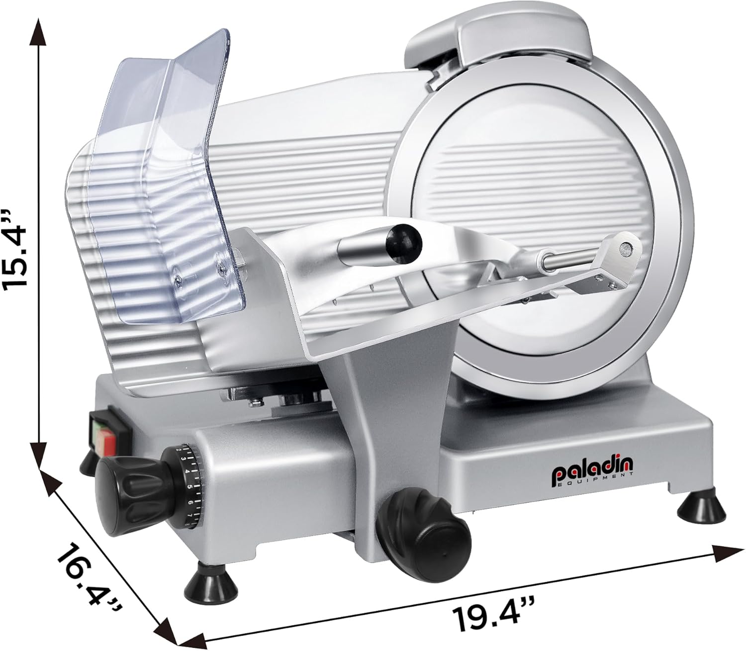 Paladin Equipment 10" Commercial Meat Slicer, Electric Deli Slicer with Stainless Steel Blade, Adjustable Thickness and Built-in Sharpener, Food Slicer for Meat, Bread and Cheese, Simple to Clean