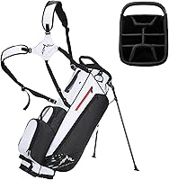 UNIHIMAL Golf Stand Bag with 8-Way Dividers, Lightweight Dual Straps, Multiple Pockets for Men Women - Dark Black
