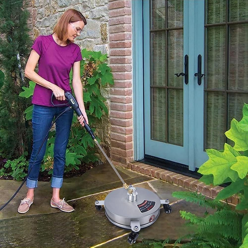 Rosfix Zestaw szczotek T-Racer 34 cm ze stali nierdzewnej – obrotowa głowica 275 bar, szybkie mocowanie 1/4", 60°C | czyszczenie podłóg, ścian, płytek | akcesoria do myjki wysokociśnieniowej