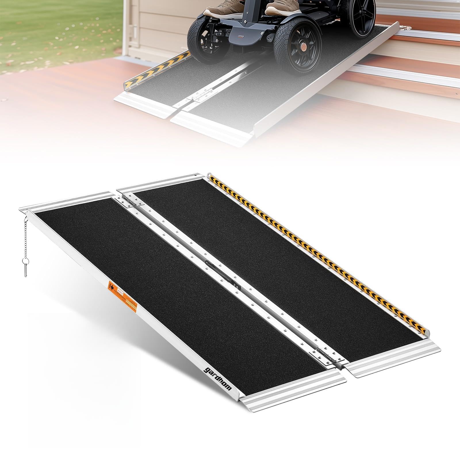 gardhom Wheelchair Ramp 4FT, Folding Ramps for Wheelchairs Portable Aluminum 362kg Capacity Wheelchair Ramp for Home Entrance Threshold Doorways