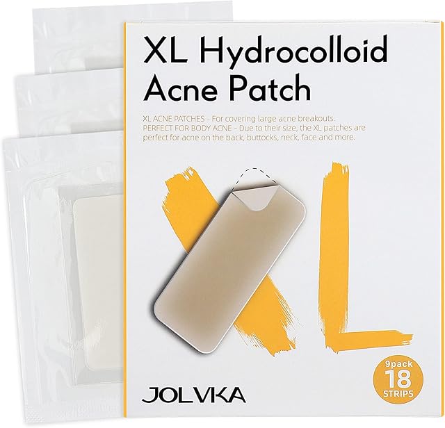 JOLVKA Large Blemish Pimple Patch XL - 18 Patches, Hydrocolloid Patches - Face Care Dots for Spots - Blemish Cover - Spot Stickers