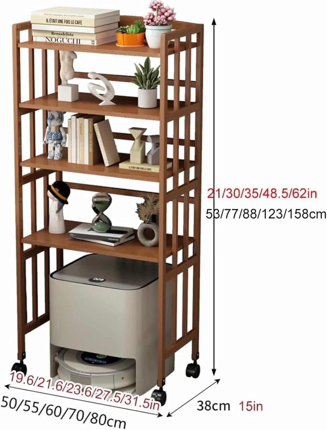 Robot Vacuum Stand Cabinet,Storage Rack Above The Sweeping Robot,Accent End Table with Wheels,End Table Modern Sofa Table,for Living Room Home Office Kitchen