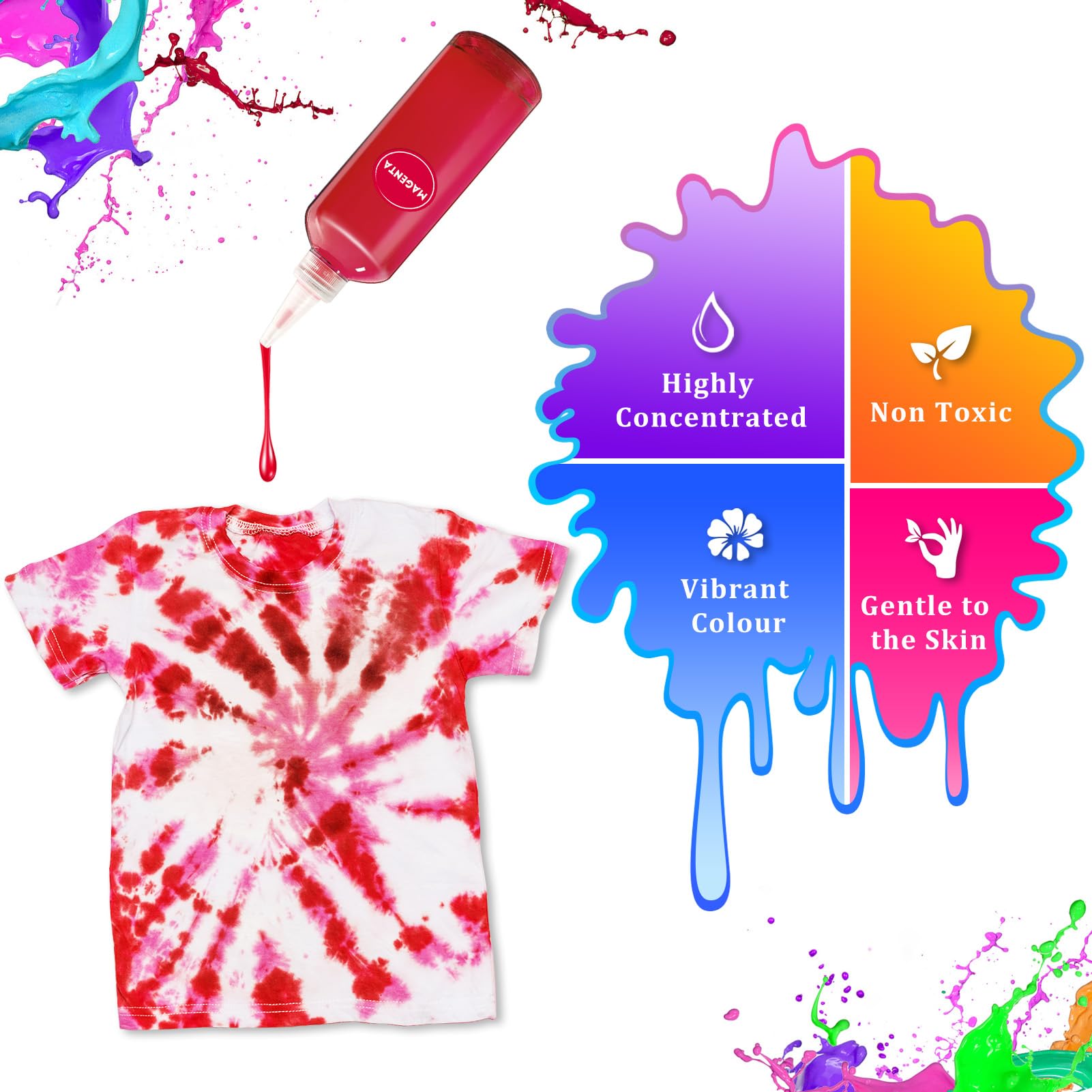 PATIFEED Tie Dye Kit for Kids and Adults 18 Colours 80ML Bottles Tye Dye Kits - Image 2