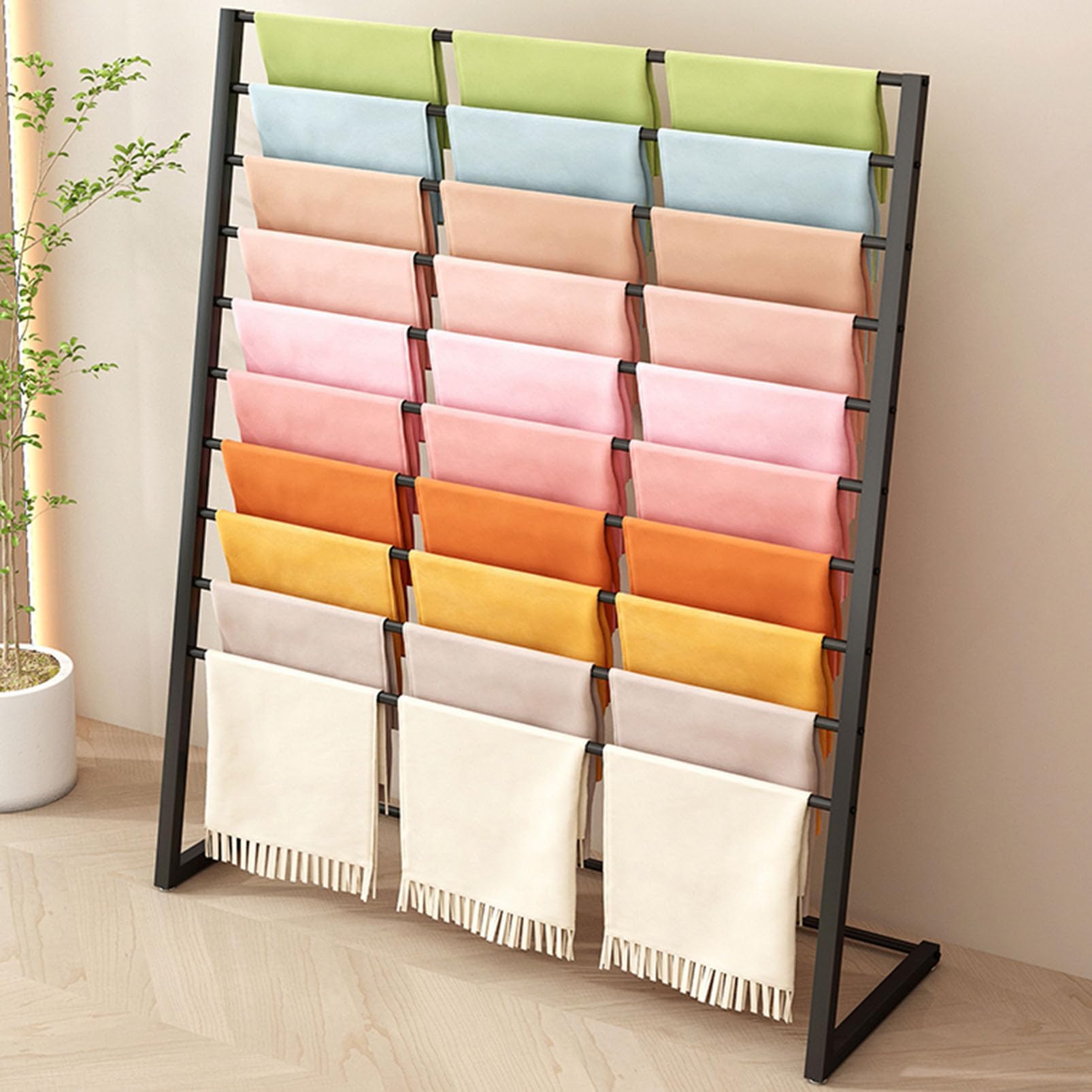 Floor Standing Metal Scarf Holder Accessory Organizer Rack Clothing Retail Store Belt Hanging Garment Suit Pants Shawl Towel Display Stand