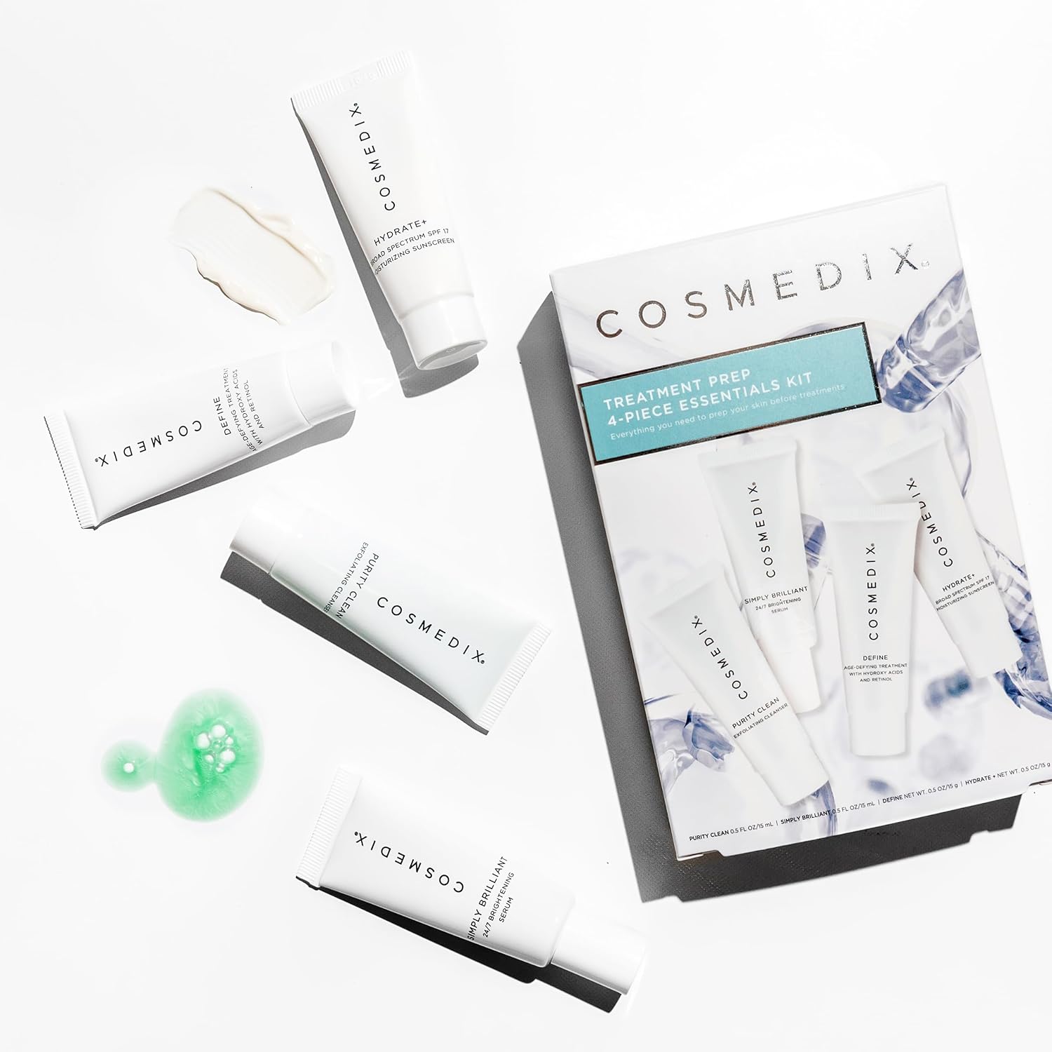 COSMEDIX Starter Kit | Four-Piece Travel Size Kit | Features Bestselling Skin Solutions | Includes Gentle Face Cleanser, Skin Treatment Serum, Exfoliator & Moisturizer, All Skin Types, Cruelty Free - Image 4