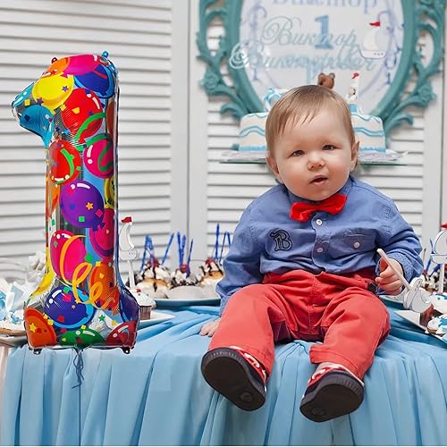 Miniatura 6 de Globos del número 7 arcoíris para decoraciones de cumpleaños de 7 años, 40 pulgadas, globos de neón de números grandes, globos iridiscentes 7, globo