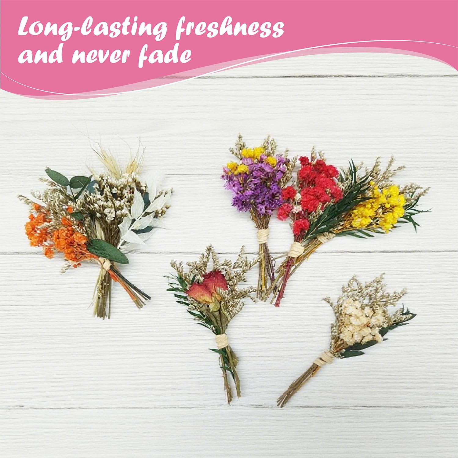 10 mini bouquet di fiori secchi, fiori secchi naturali, mini bouquet di fiori secchi, fiori secchi per artigianato, set per fai da te, decorazione per biglietti e casa