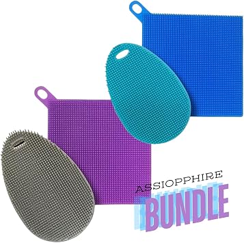 Silicone Dish Sponge Dish Scrubber [Oval+Square] Dual-Sided