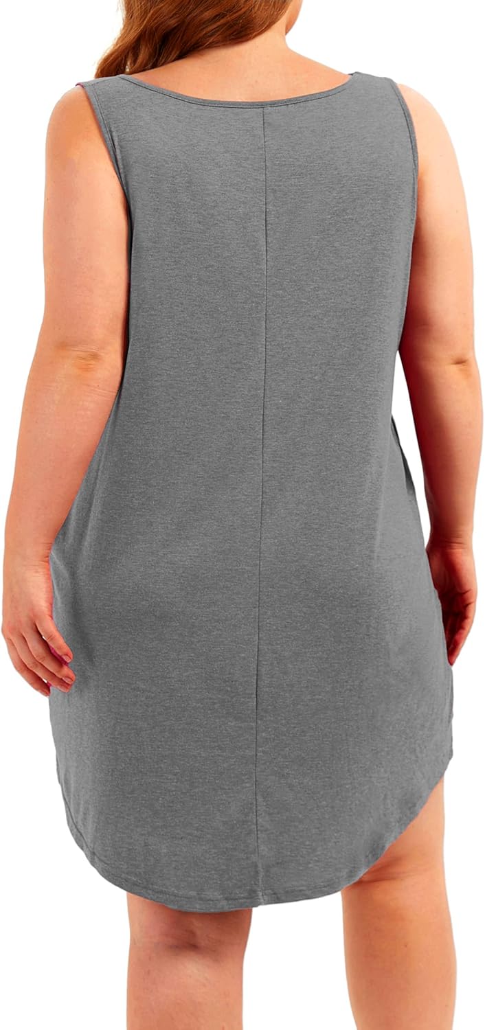 Plus Size V Neck Tank Nightgowns Women Sleepwear Sleeveless Night Gown Dresses Sleep Shirts with Pockets - Image 6