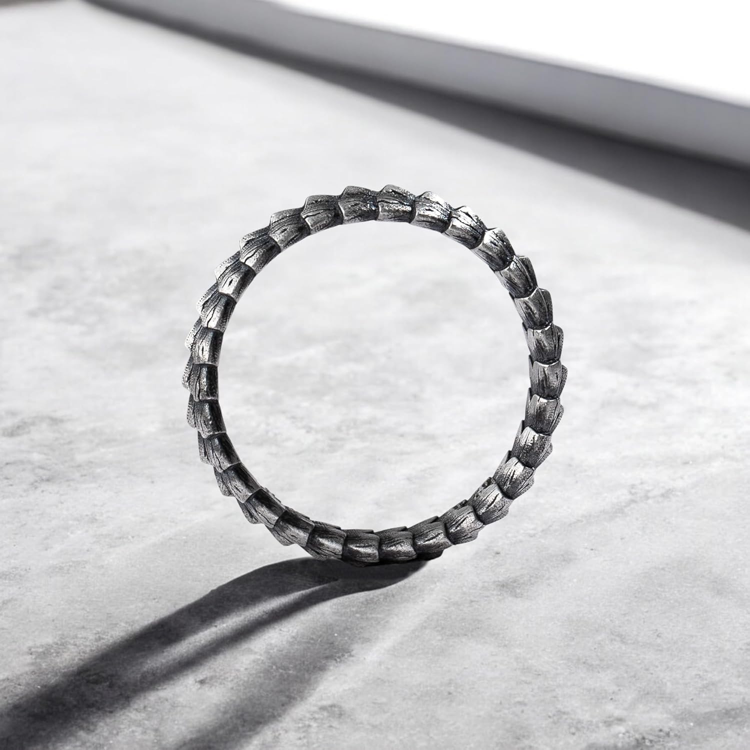 Dragon Scale Mens Wedding Band Ring, Vintage Oxidized 925 Sterling Silver Rings For Men, Fashion Jewelry For Him, Unique Boyfriend Gifts For Him, Comfort Fit & Bold Statement, Gothic Jewelry
