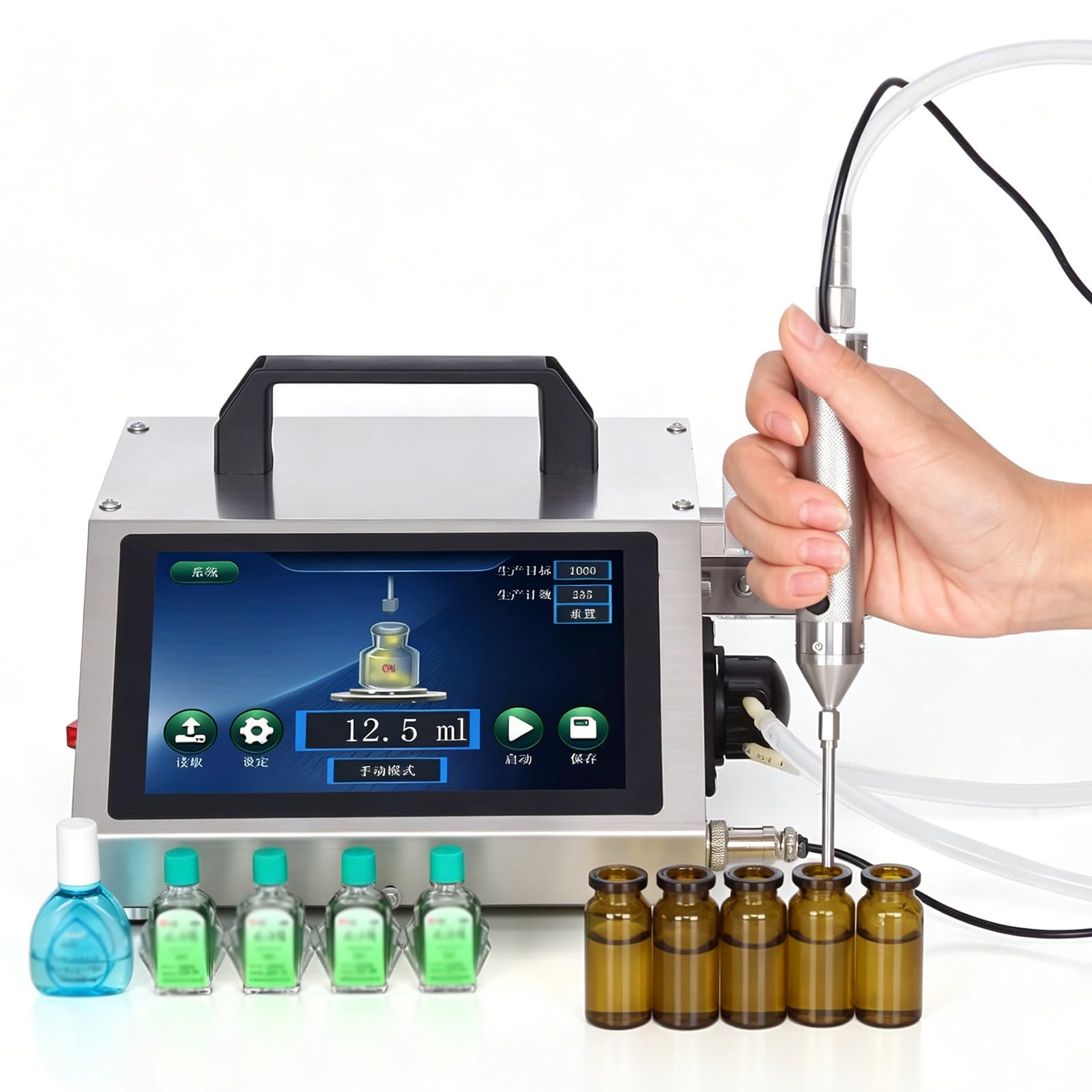 Dispensador automático para líquidos con control digital y 3 cabezales de llenado