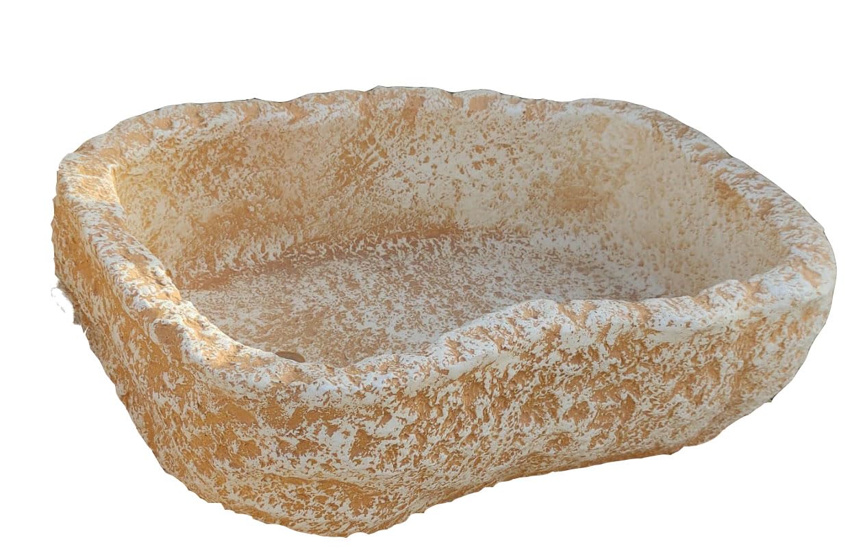 AnaParra Jardinera para Exterior, Pila Modelo Bebedero 45x25x10cm. Hormigón Piedra. Color: Ocre. Peso: 9Kg. Capacidad: 5l.