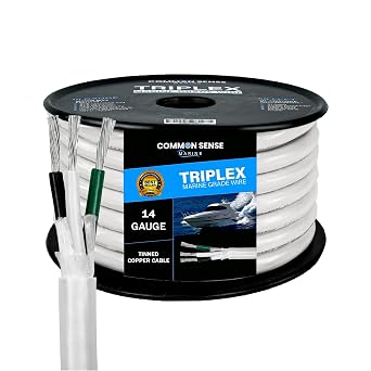 14 Gauge 3 Conductor Marine Wire - 500 ft Triplex Round Marine Grade Wire Tinned Copper Oxygen-Free Insulated - 14/3 AWG UL 1426 Standard PVC Wire for Boat, Automotive, Speakers, Camper & Trailers