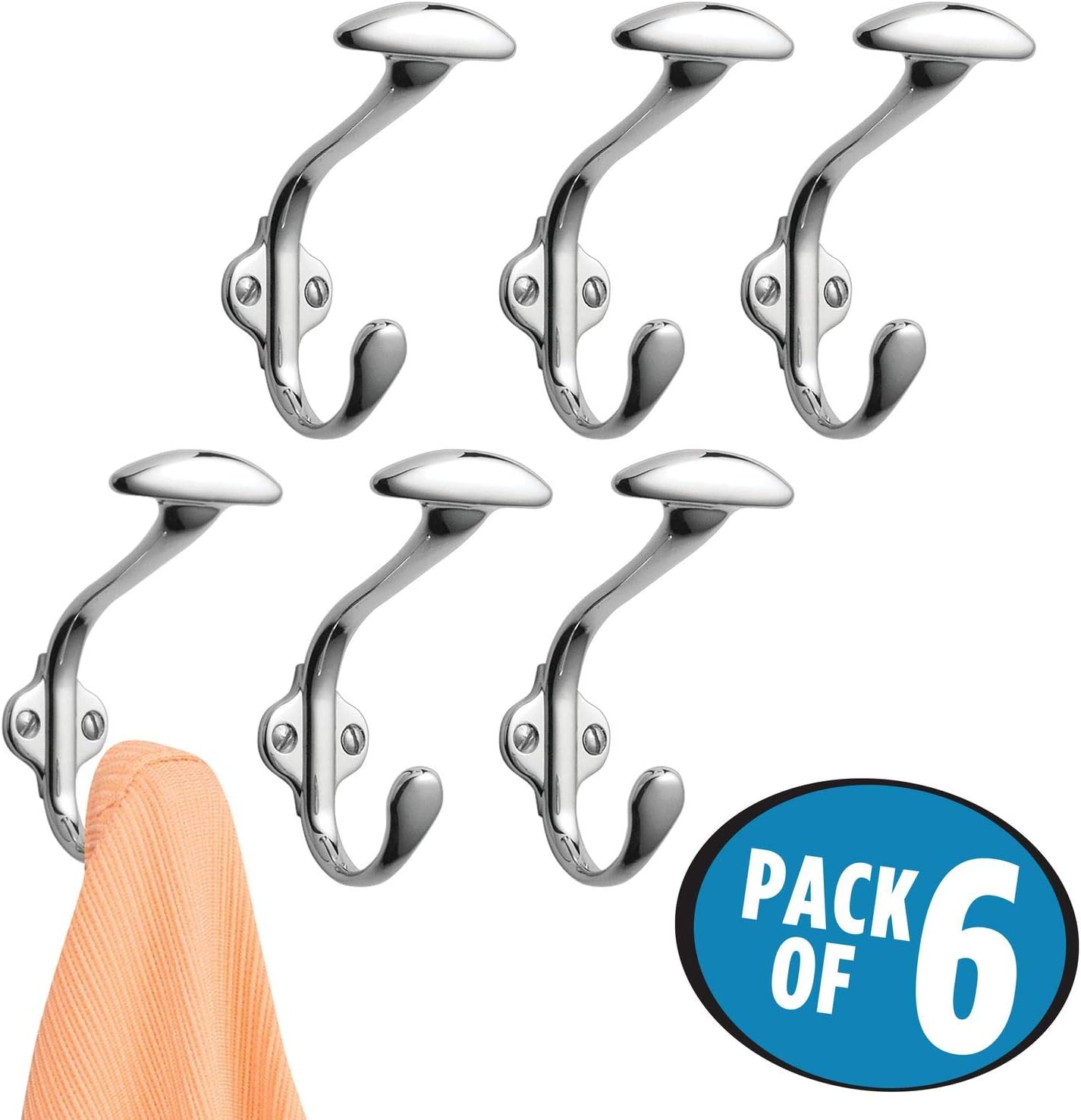 mDesign Coat Hooks Wall Mounted 6 Wall Hangers for the Children’s