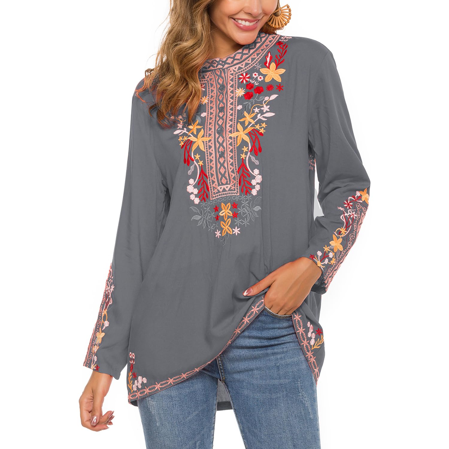 drakloak Kapuzenpullover Damen Bohemian Langarm Basic Hoodie