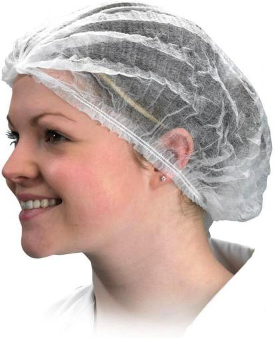 Disposable White Mob Caps Hair Net Spray Tanning Caps X 100 N&b