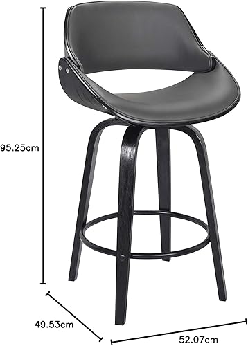 Miniatura 21 de Armen Living Jayden - Taburete de bar moderno giratorio de piel sintética gris y madera de nogal de 26 pulgadas para encimera de isla de cocina
