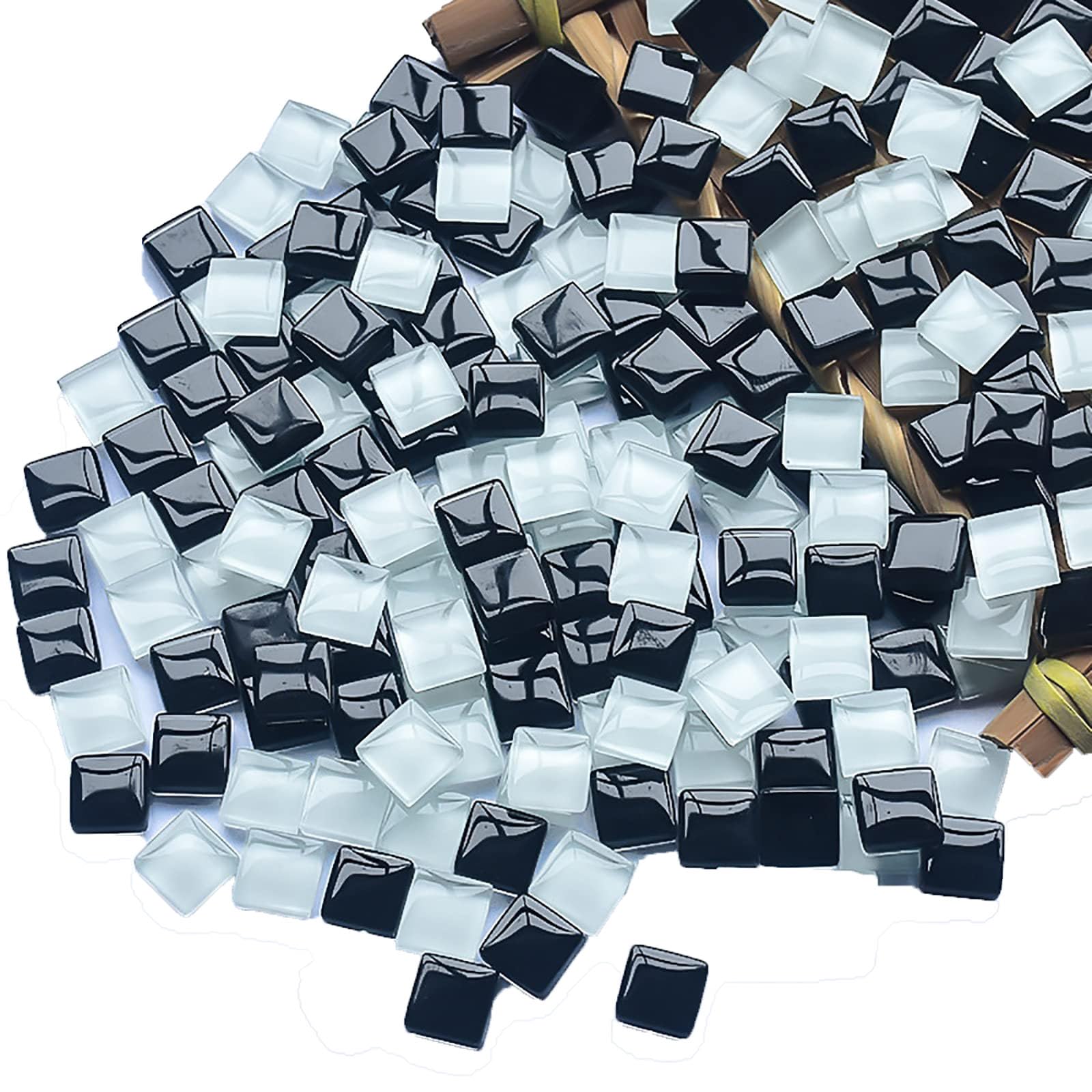 Mosaic Tiles 225 Pieces / 200 g Pack of Crystal Mosaic Mosaic Tile Supplies for Home Decoration, DIY Crafts, Plates, Picture Frames, Flowerpots – 1x1