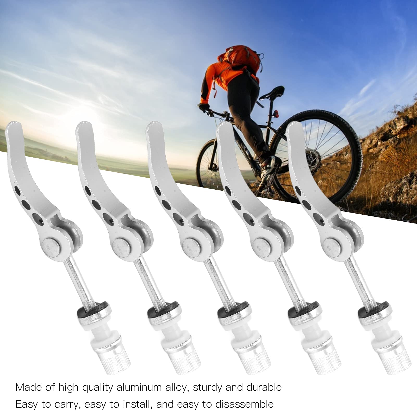 SUNGOOYUE Morsetto Reggisella Bici, 5 Pezzi Morsetti Reggisella a Sgancio Rapido in Lega di Alluminio Morsetto Tubo Bici Scatto Fisso per MTB Bici da Strada