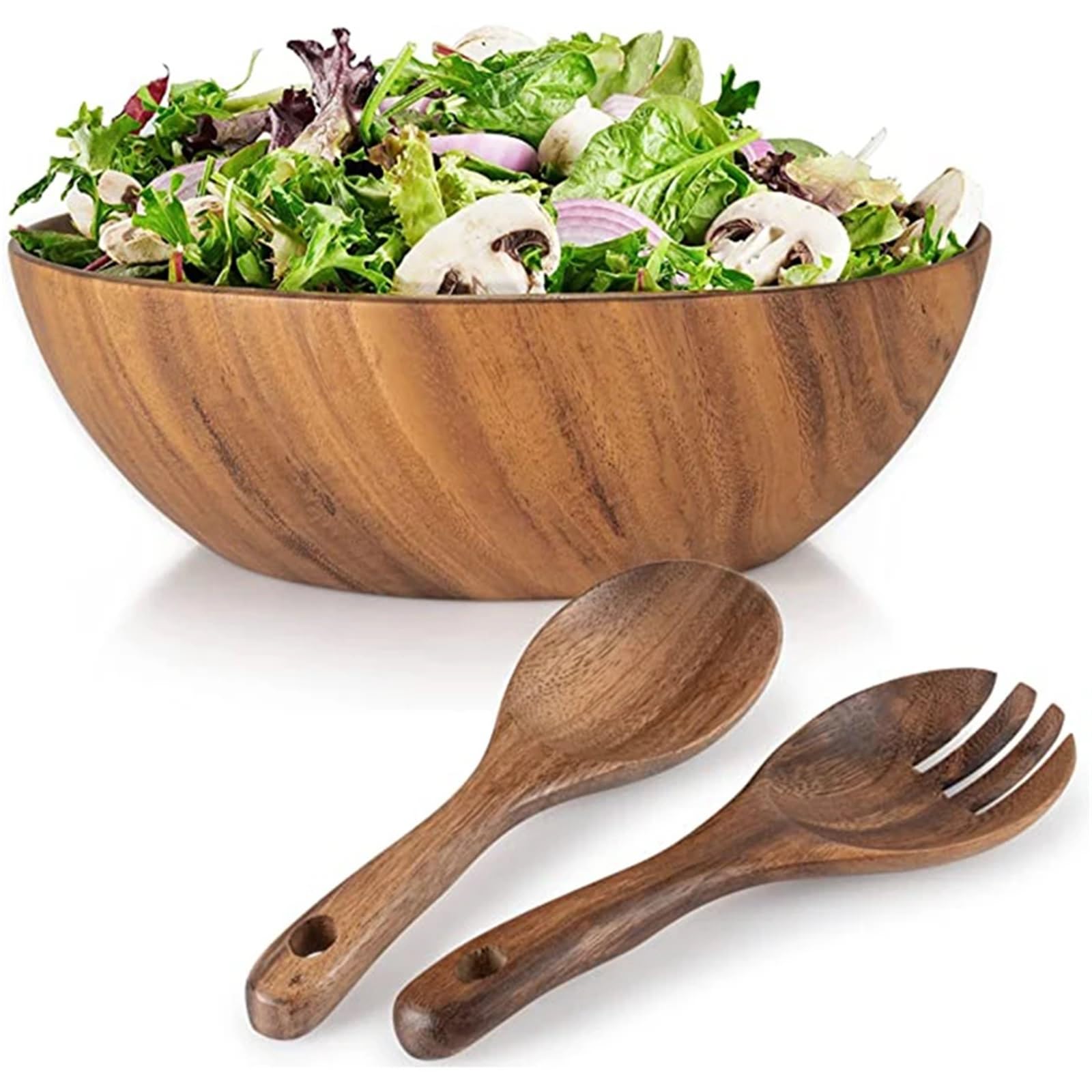 Ensaladera Ensaladera de madera, juego de cuencos for mezclar ensaladas de madera maciza, cuenco for servir de madera, cuchara, tenedor for decoración de frutas y verduras Para la cocina Ensaladas Pos