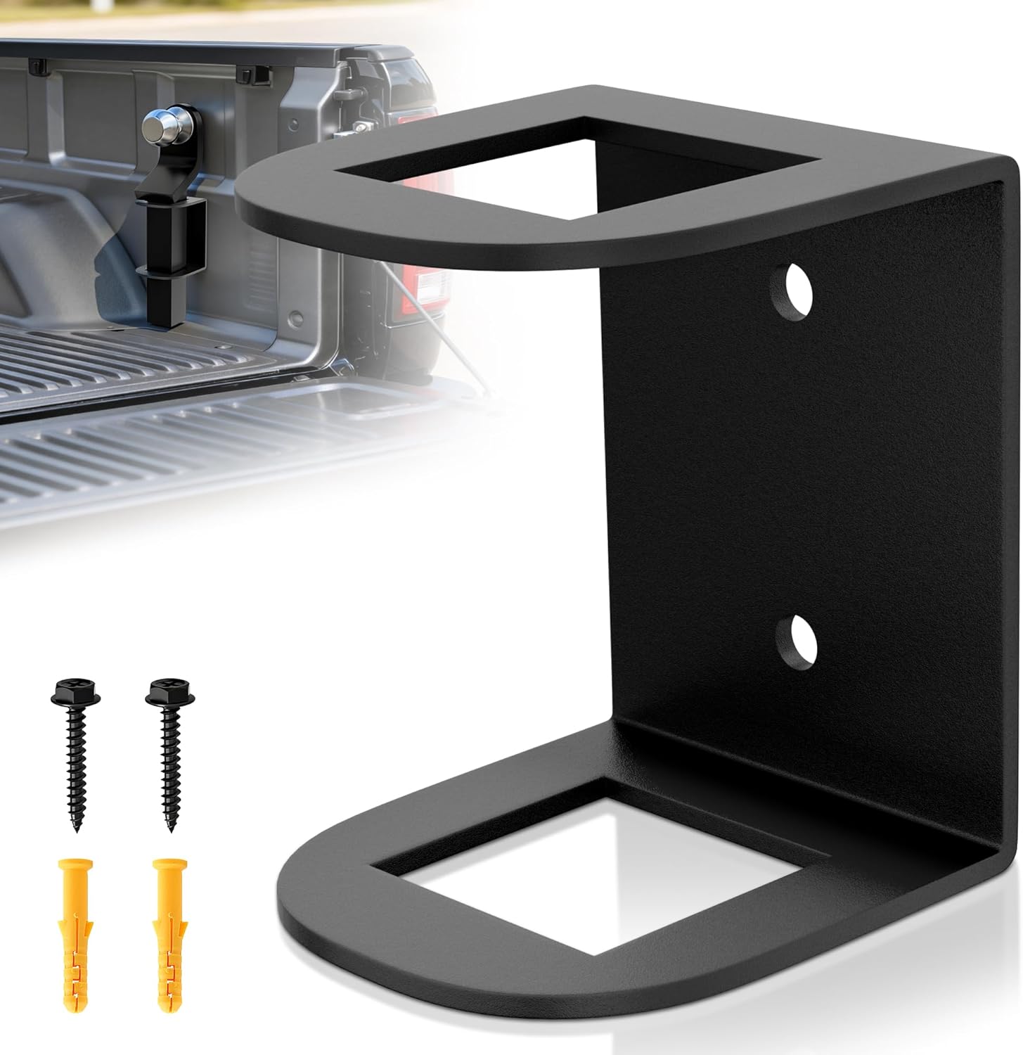 Hitch Holder for Truck Bed， 2-inch Trailer Hitchs Storage,Silent & Secure Trailer Hitch Holder for 2" Ball Mount Hitches/ Shank, Trailer Hitch Accessories-Storage for Truck Bed