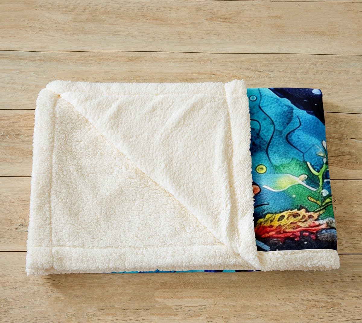 Nautical Anchor Fleece Blanket,Watercolor Blue Octopus Undersea Marine Life Bed Blanket for Kids Teens,Ocean Adventure Navigation Flannel Blanket for Room Decor,Queen 90"x90"