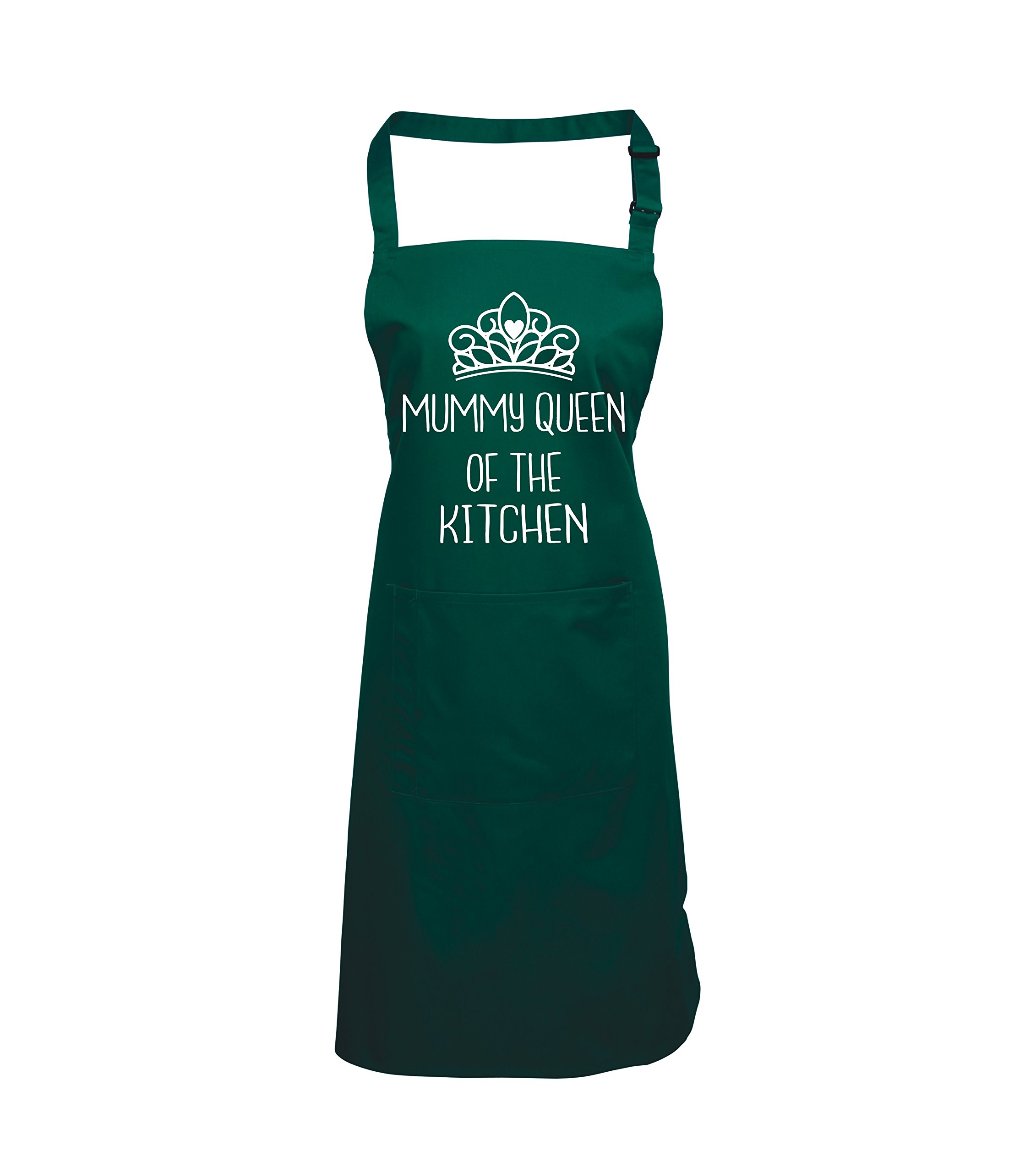 Edward Sinclair Bottle Green Apron | Mummy | Queen Of The Kitchen | DESIGN 2 | with White print