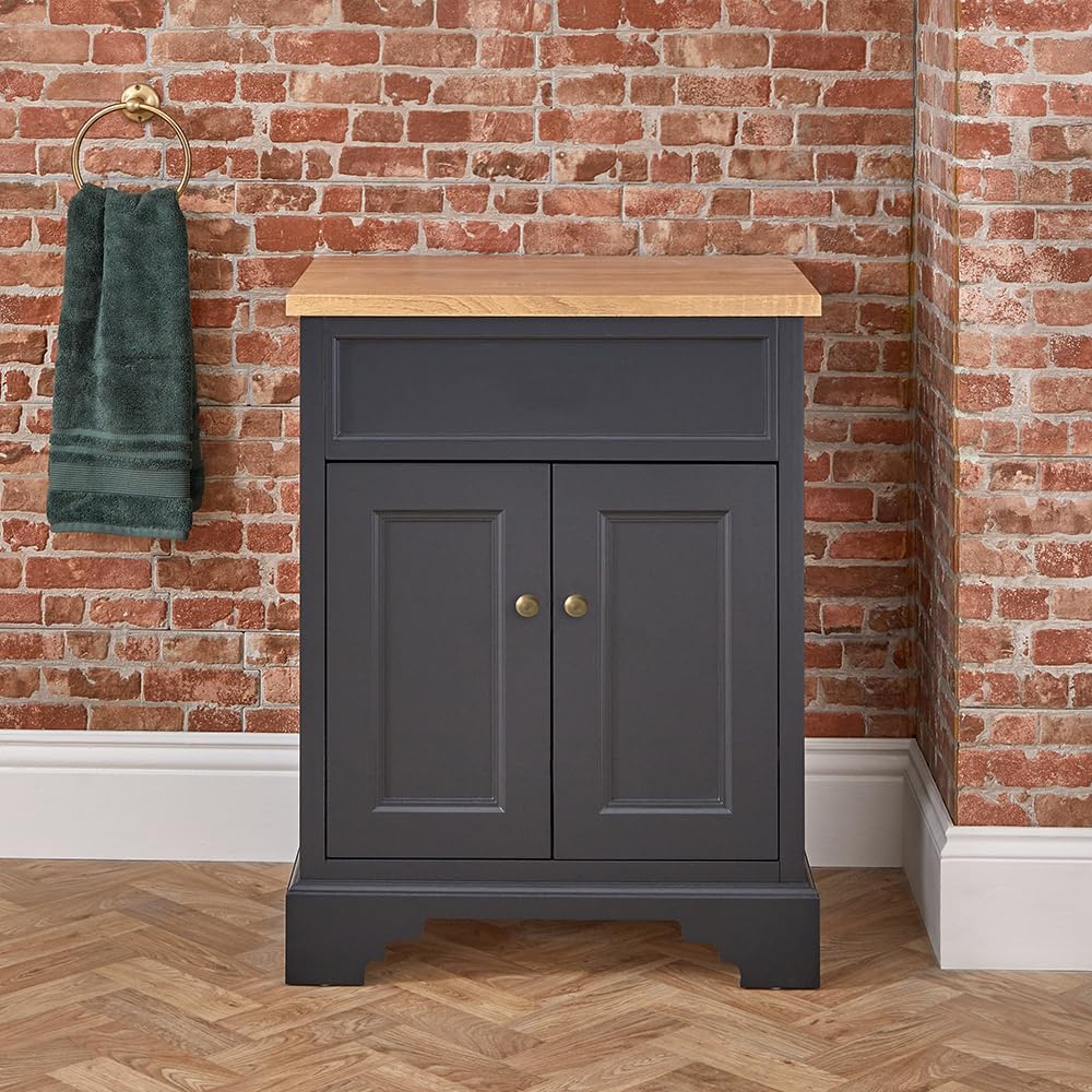 Milano Thornton Black Grey 645mm Bathroom Vanity Unit Aged Gold Handles