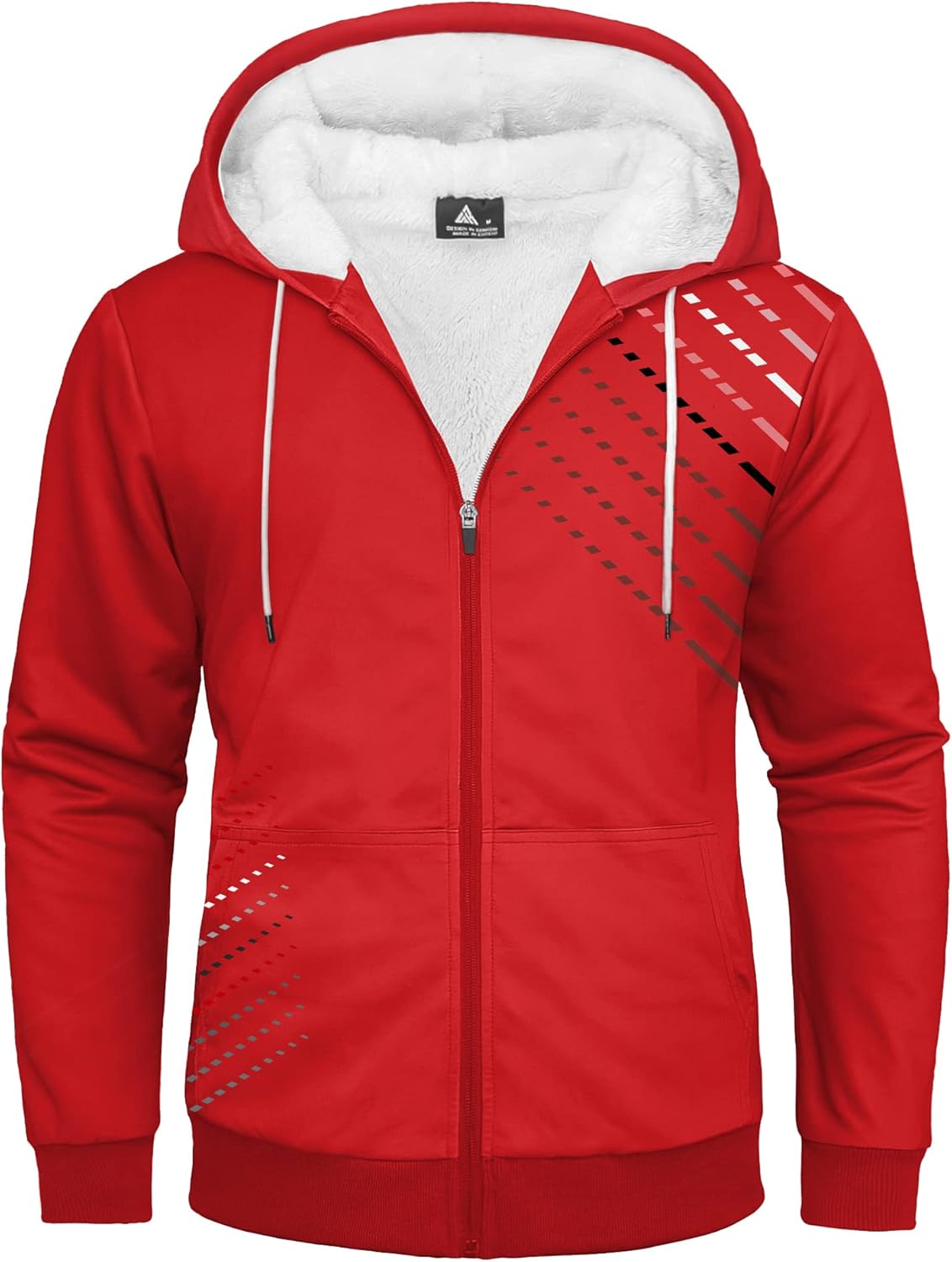 ZITY Winter Jackets for Men Graphic Design Print Heavyweight Hooded Sweatshirt Warm Sherpa Lined Coats