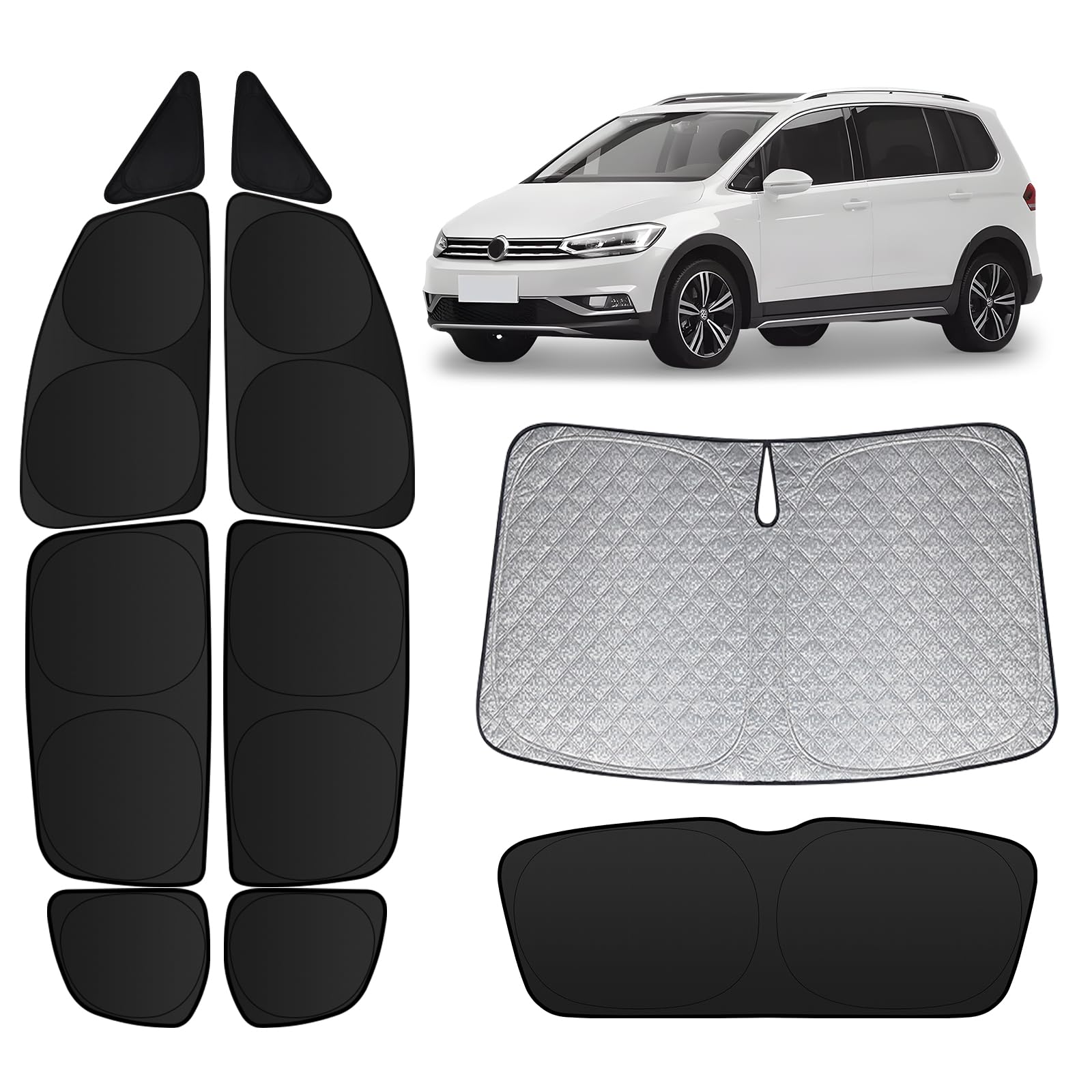 Osłona przeciwsłoneczna do samochodu VW Touran 2016-2024, ochrona prywatności przyciemnianie szyb, osłona przeciwsłoneczna szyba boczna przednia szyba tylna szyba, ochrona UV