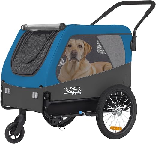 Tiggo Veelar Sports Pets Large Dog Bike Trailer & Stroller for Medium,Large Dog or Multiple Small Dogs, Pet Stroller for Dogs Up to 78 lbs, Parking Brakes, Low Center of Gravity