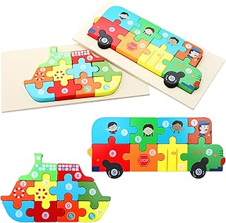 Comprar ZMDMAH Rompecabezas de madera, 2 piezas Montessori Juguetes Puzzle, Puzzle de madera a partir de 3, 4, 5 6 años, juguete educativo 3D creativo para niños, rompecabezas educativo para niños, regalo