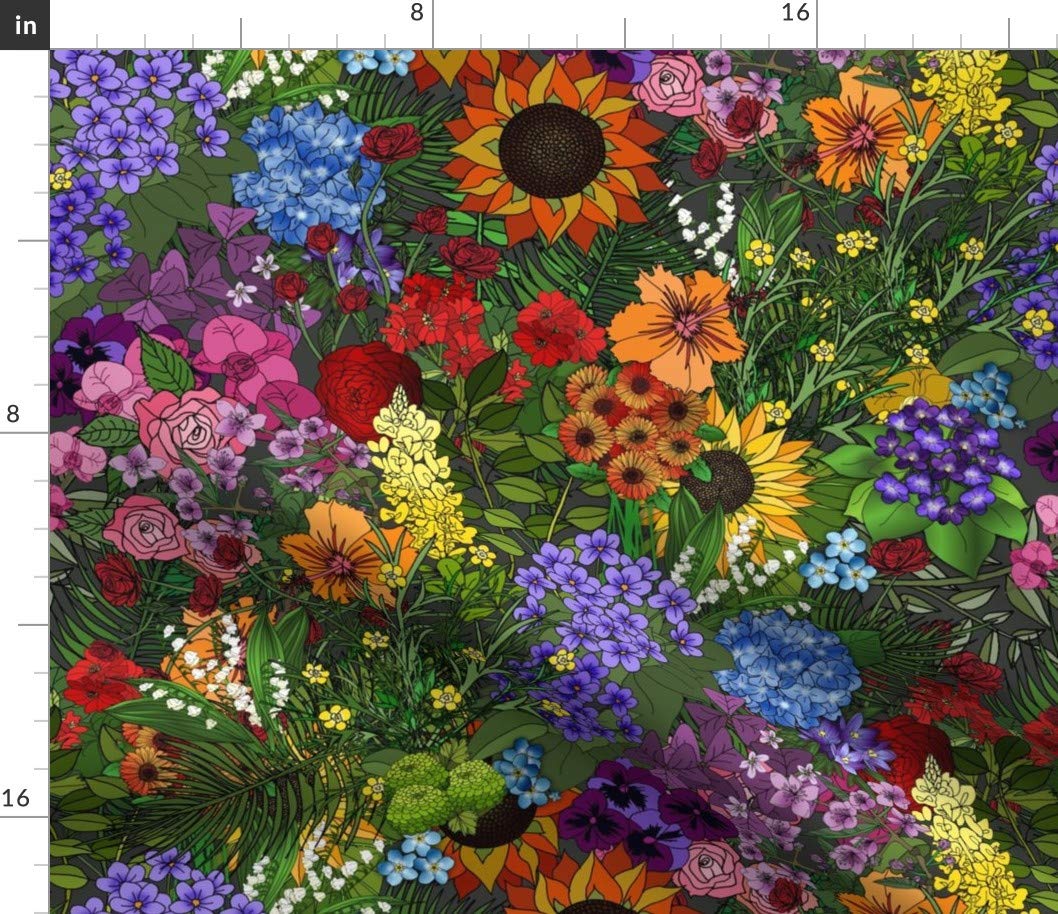 Amazon.com: Spoonflower Fabric - Maximalist Floral Lush  display picture 3