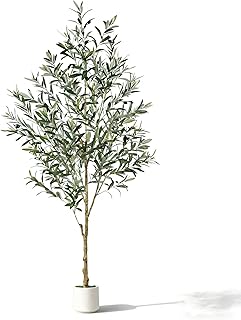 BESTONE artificial Olive Tree (152cm) Lifelike Artificial Plant with Natural Wood Trunk & Faux Fruits