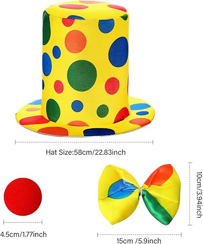 Miniatura 3 de SATINIOR Conjunto de disfraz de payaso de Halloween, sombrero, zapatos, nariz, lazo, calcetines para fiesta de cosplay de circo