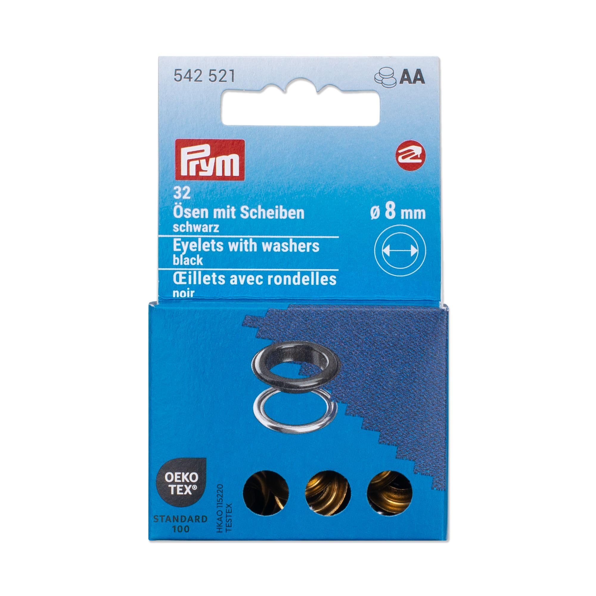 Prym Black 542521 Eyelets With Washers 8 Mm /Silver Compatible With Vario Creative Tool