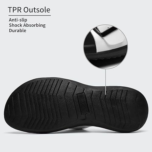 Miniatura 5 de BEOAPT Sandalias para hombre antideslizantes ajustables con soporte de arco Negro (Allblack), Negro/Blanco, Marrón, Azul oscuro, marrón oscuro, gris