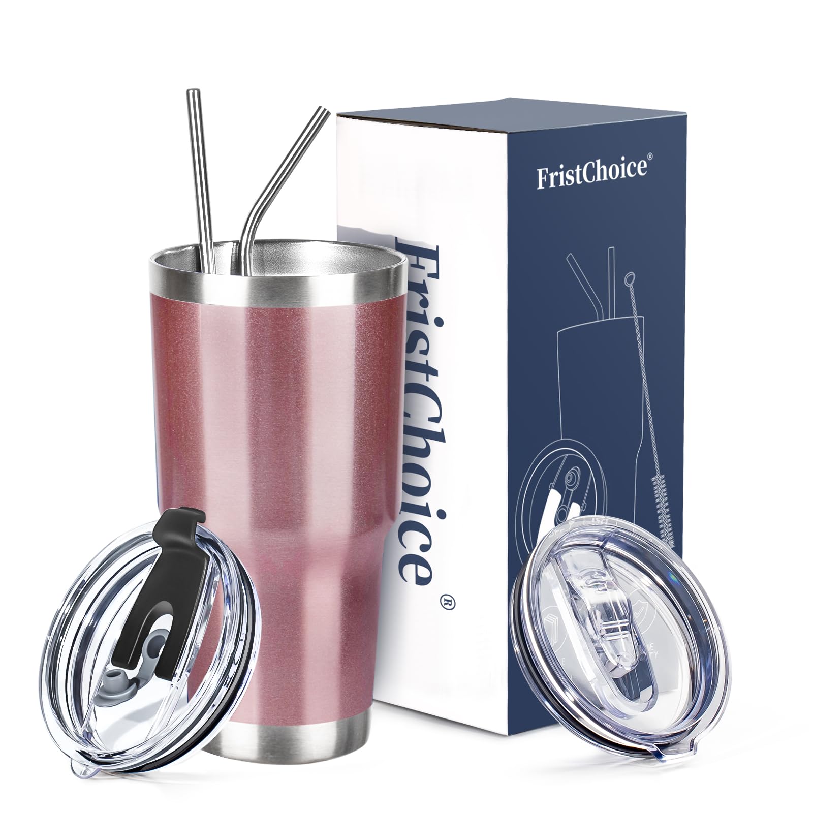 FristChoice 30 oz Tumbler with Lids and Straws Double Wall Vacuum Insulated Tumbler Cup,Stainless Steel Leak-proof Thermal Tumbler Travel Coffee Mug