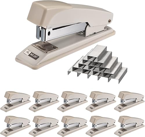 Miniatura 1 de PATIKIL 10 engrapadoras de escritorio con 6000 grapas grapadoras de escritorio estándar para oficina capacidad de 25 hojas 266 para oficina hogar